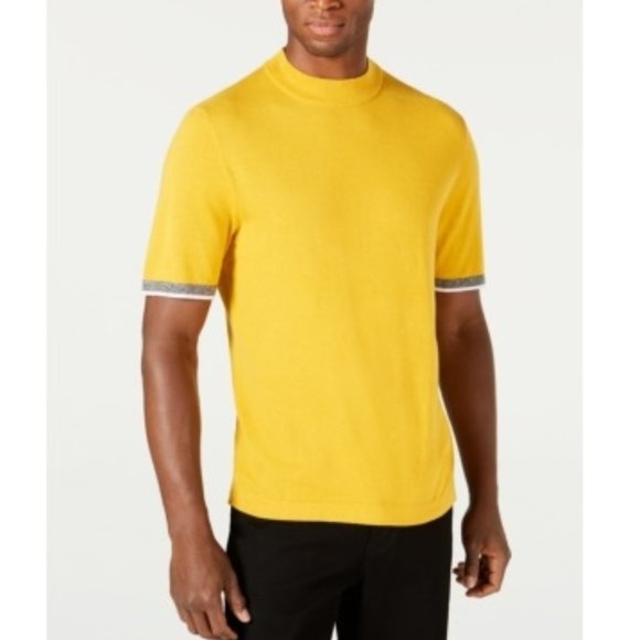 Alfani Other - NWT Alfani Mens Ribbed Mock Neck Short Sleeves Sweater Yellow Size S $55 5B152